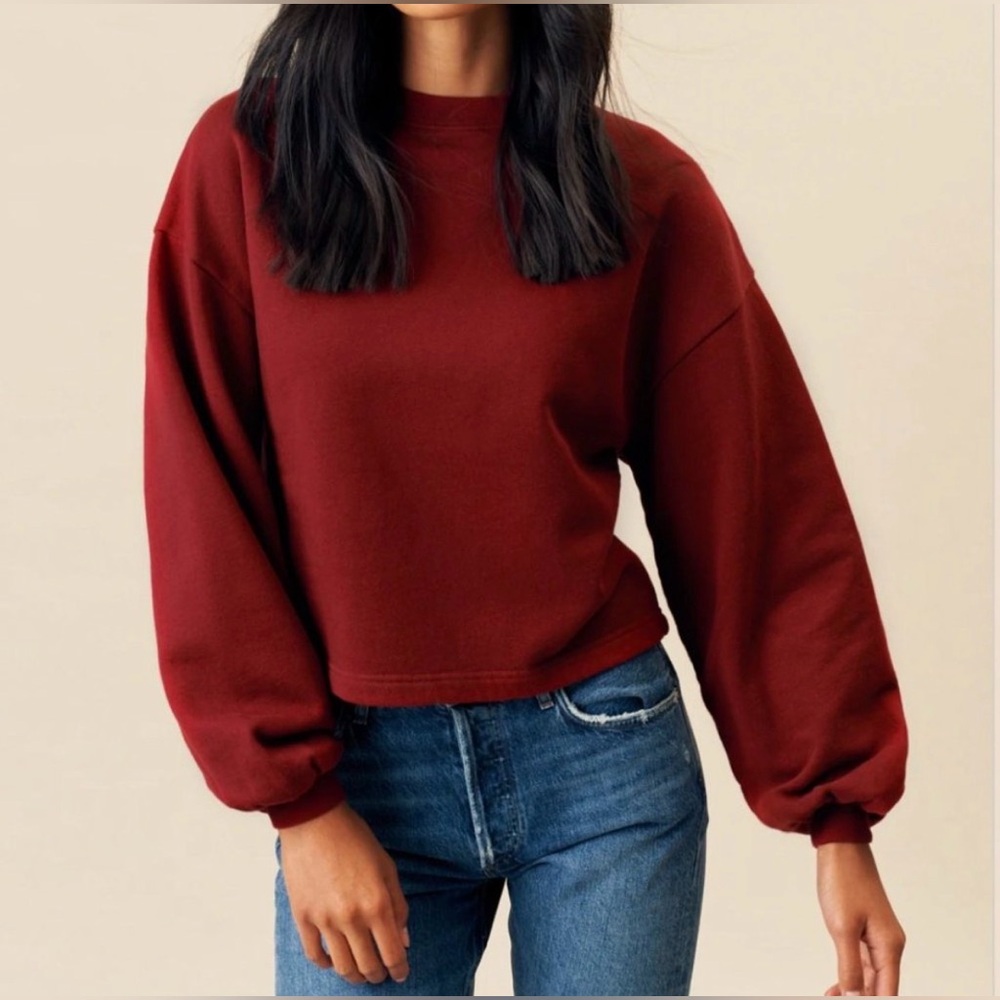 KOTN Burgundy Cropped Crewneck Sweatshirt